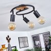 Maidford Plafondlamp Hout donker, Zwart, 3-lichts