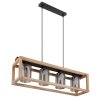 Globo PETTEY Hanger Hout donker, Zwart, 4-lichts