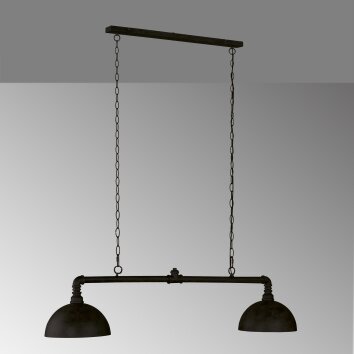 Fischer-Honsel Leitung Hanglamp Zwart, 2-lichts