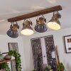 Orny Plafondlamp Grijs, Hout donker, 4-lichts