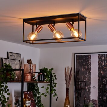 Malao Plafondlamp Roségoud, Zwart, 3-lichts