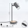 Javel Tafellamp Grijs, houtlook, Zwart, 1-licht