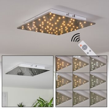 Madrier Plafondlamp LED Nikkel mat, Wit, 1-licht, Afstandsbediening
