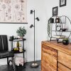 Javel Staande lamp Grijs, houtlook, Zwart, 3-lichts