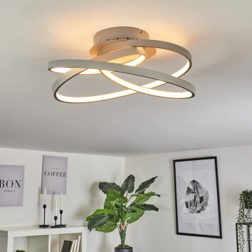 Demaine Plafondlamp LED Grijs, 1-licht