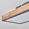 Salmi Plafondpaneel LED Bruin, houtlook, Zwart, 1-licht, Afstandsbediening