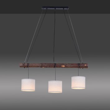 Leuchten-Direkt BARK Hanglamp Natuurlijke kleuren, Zwart, 3-lichts