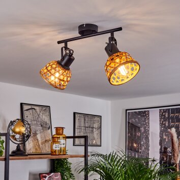 Aeschi Plafondlamp Zwart, 2-lichts