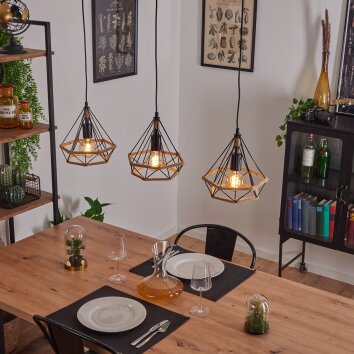 Riekje Hanglamp Zwart, 3-lichts