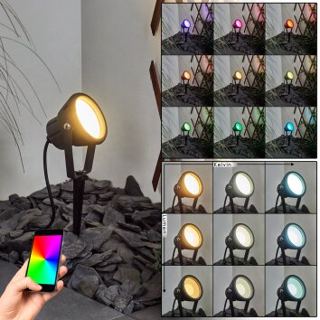 Sempach Padverlichting LED Zwart, 1-licht, Kleurwisselaar
