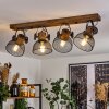 Orny Plafondlamp Hout donker, Zwart, 4-lichts