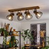 Orny Plafondlamp Hout donker, Zwart, 4-lichts
