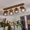 Orny Plafondlamp Hout donker, Zwart, 4-lichts
