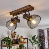 Orny Plafondlamp Hout donker, Zwart, 2-lichts