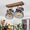 Orny Plafondlamp Hout donker, Zwart, 2-lichts