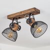 Orny Plafondlamp Hout donker, Zwart, 2-lichts