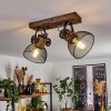Orny Plafondlamp Hout donker, Zwart, 2-lichts