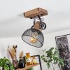 Orny Plafondlamp Hout donker, Zwart, 1-licht
