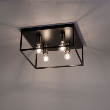 Leuchten-Direkt FABIO Plafondlamp Messing, Zwart, 4-lichts