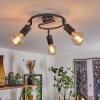 Ermatingen Plafondlamp Donkerbruin, Nikkel mat, 3-lichts