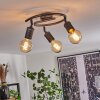 Ermatingen Plafondlamp Donkerbruin, Nikkel mat, 3-lichts