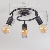Ermatingen Plafondlamp Donkerbruin, Nikkel mat, 3-lichts