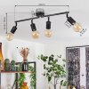 Ermatingen Plafondlamp Donkerbruin, Nikkel mat, 4-lichts
