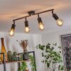 Ermatingen Plafondlamp Donkerbruin, Nikkel mat, 4-lichts