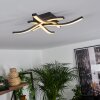 Odda Plafondlamp LED houtlook, Zwart, 4-lichts