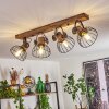 Orny Plafondlamp Hout donker, Zwart, 4-lichts