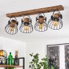 Orny Plafondlamp Hout donker, Zwart, 4-lichts