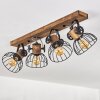 Orny Plafondlamp Hout donker, Zwart, 4-lichts