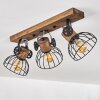 Orny Plafondlamp Hout donker, Zwart, 3-lichts