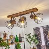 Orny Plafondlamp Hout donker, Zwart, 3-lichts