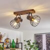 Orny Plafondlamp Hout donker, Zwart, 2-lichts
