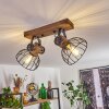Orny Plafondlamp Hout donker, Zwart, 2-lichts