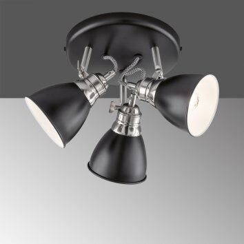 Fischer-Honsel Wales Plafondlamp Zwart, 3-lichts