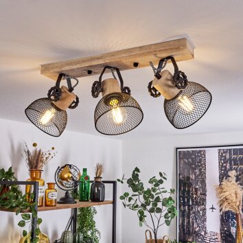 Orny Plafondlamp Natuurlijke kleuren, Zwart, 3-lichts