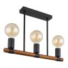 Globo HEINRICH Plafondlamp Hout donker, Zwart, 3-lichts