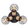 Globo LACKY Plafondlamp Hout licht, Zwart, 3-lichts