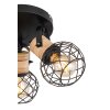 Globo LACKY Plafondlamp Hout licht, Zwart, 3-lichts