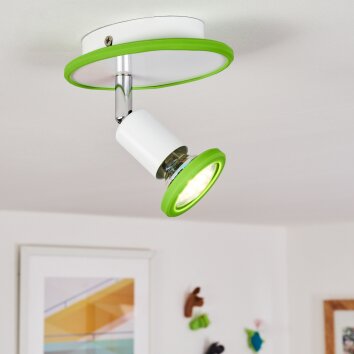 Cabri Plafondlamp LED Chroom, Groen, Wit, 1-licht