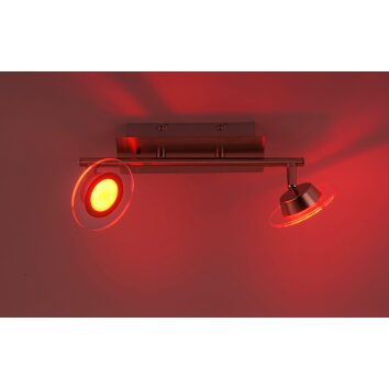 Leuchten-Direkt LOLA-MIKE Plafondlamp LED roestvrij staal, 2-lichts, Afstandsbediening, Kleurwisselaar