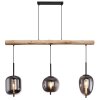 Globo BLACKY Hanglamp Natuurlijke kleuren, Zwart, 3-lichts