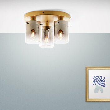 Brilliant Osaki Plafondlamp Goud, 3-lichts