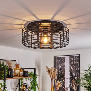 Sooke Plafondlamp Zwart, 1-licht