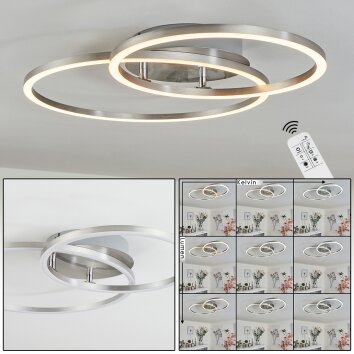 Ovasta Plafondlamp LED Nikkel mat, 1-licht, Afstandsbediening