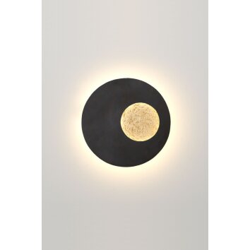 Holländer LUNA Muurlamp LED Bruin, Goud, Zwart, 1-licht