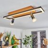 Deadwood Plafondlamp LED Bruin, Chroom, houtlook, 3-lichts