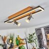 Deadwood Plafondlamp LED Bruin, Chroom, houtlook, 3-lichts